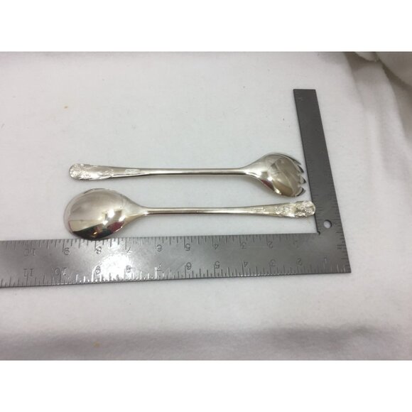 Vintage Italy Silverplate Salad Set Fork Spoon 25091 - Picture 3 of 4